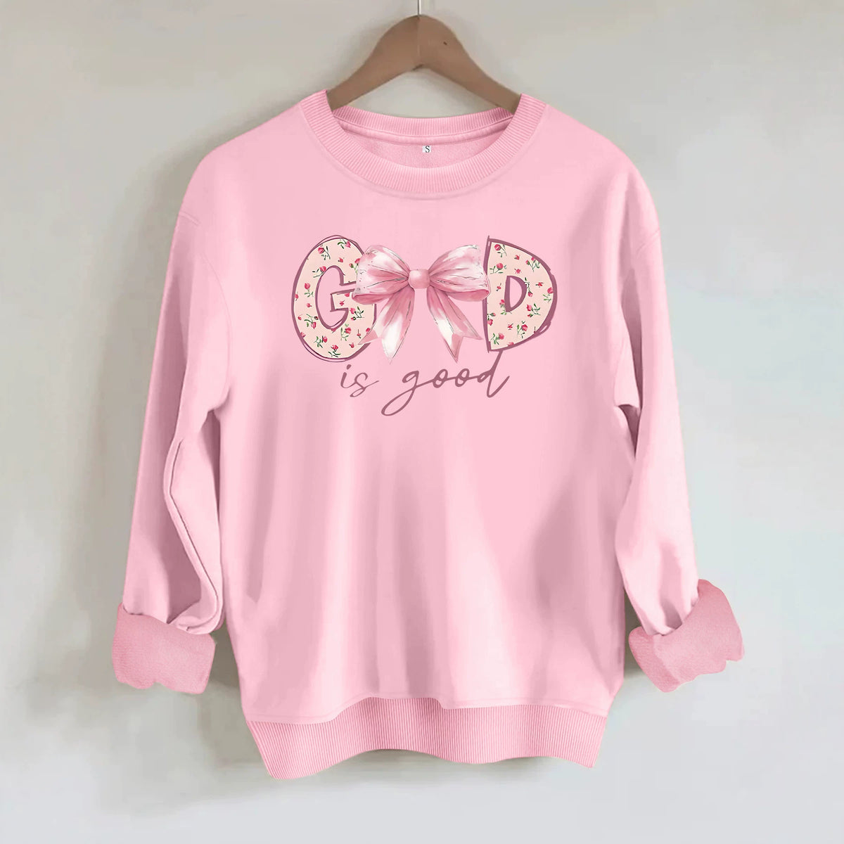 God Is Good Printed Loose Long Sleeve Velvet Hoodie