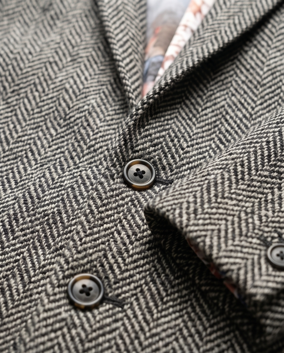 Men's Herringbone Wool Blend Coat