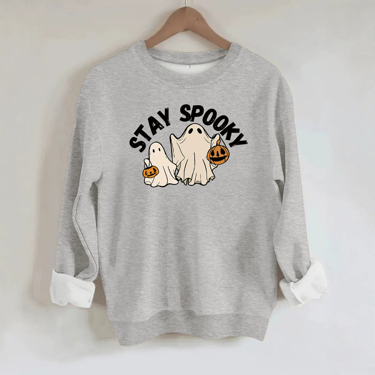 Ghost print loose women's fleece hoodie