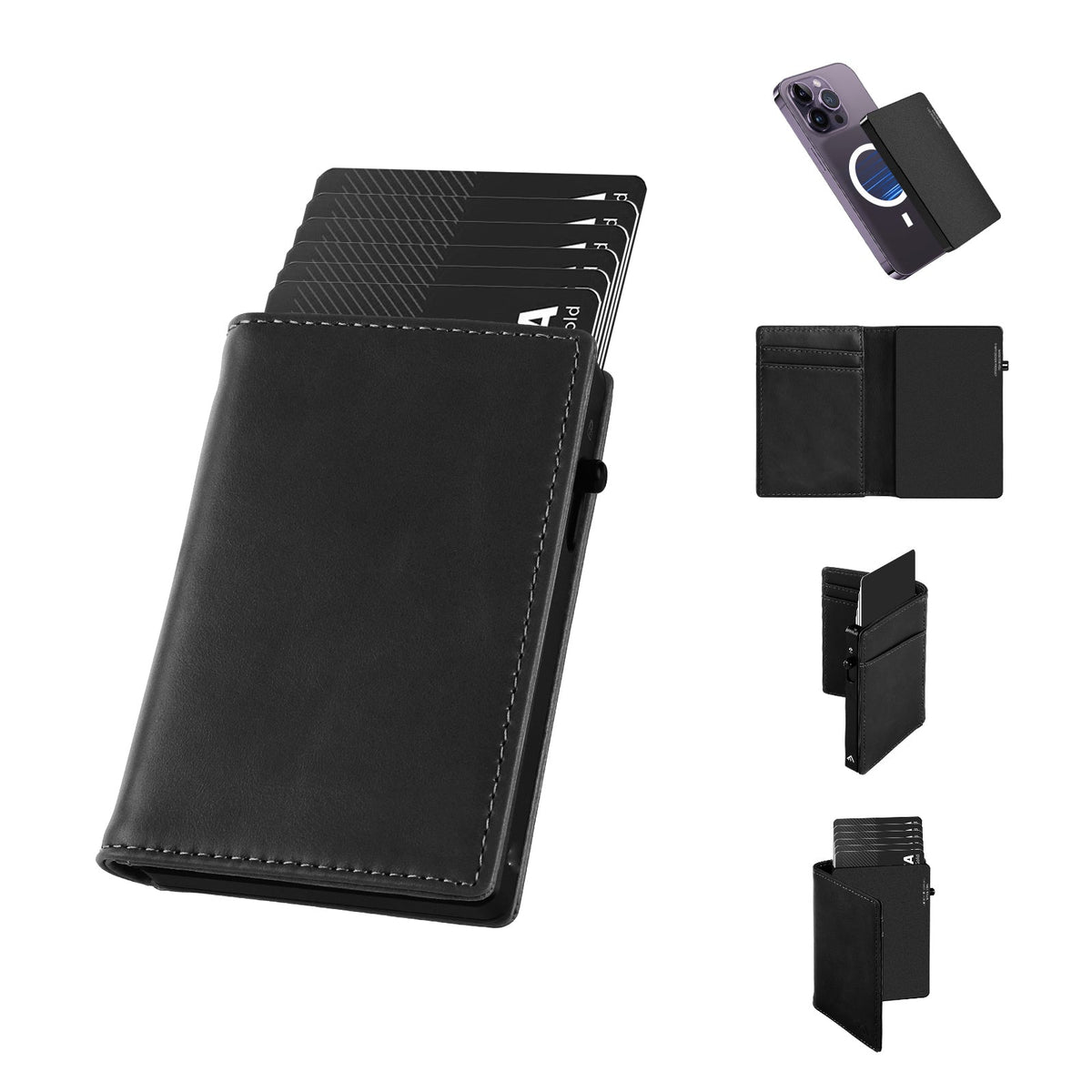 TOYFID Aluminum Alloy Wallet With Genuine Leather Cover Men's Billfolds-5