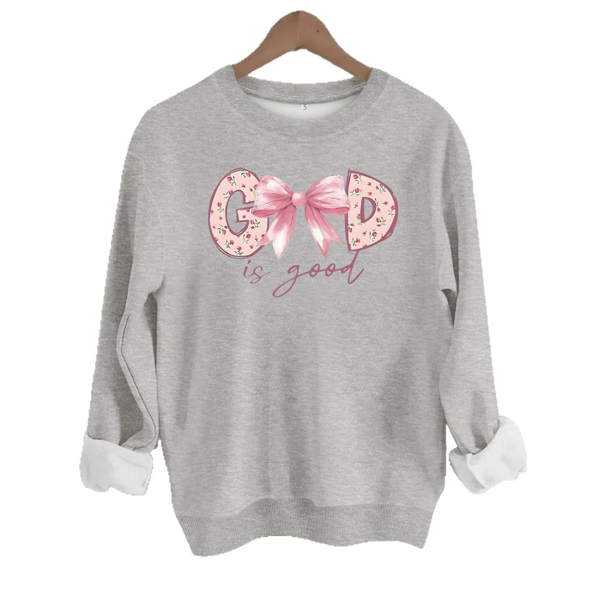 God Is Good Printed Loose Long Sleeve Velvet Hoodie