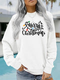 Light strip printed loose women's fleece hoodie