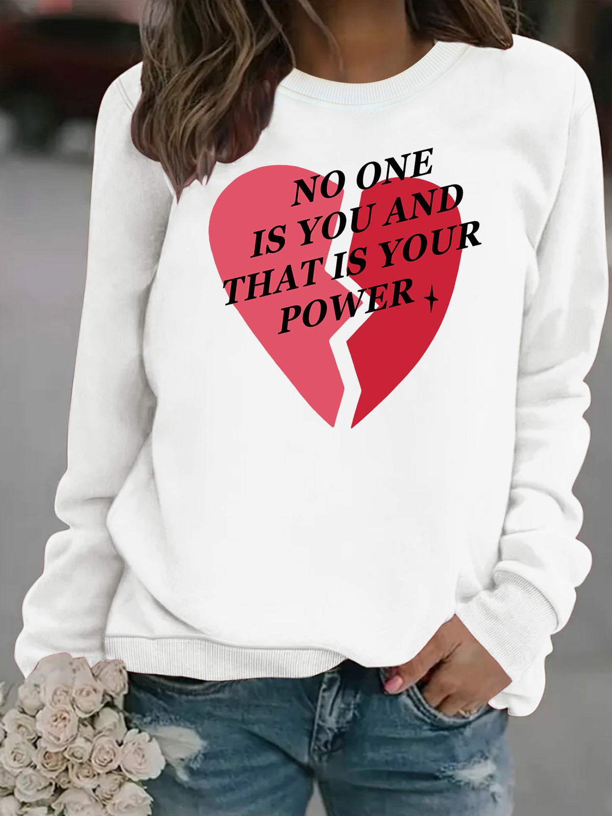Heart shaped Valentine's Day printed fleece hoodie