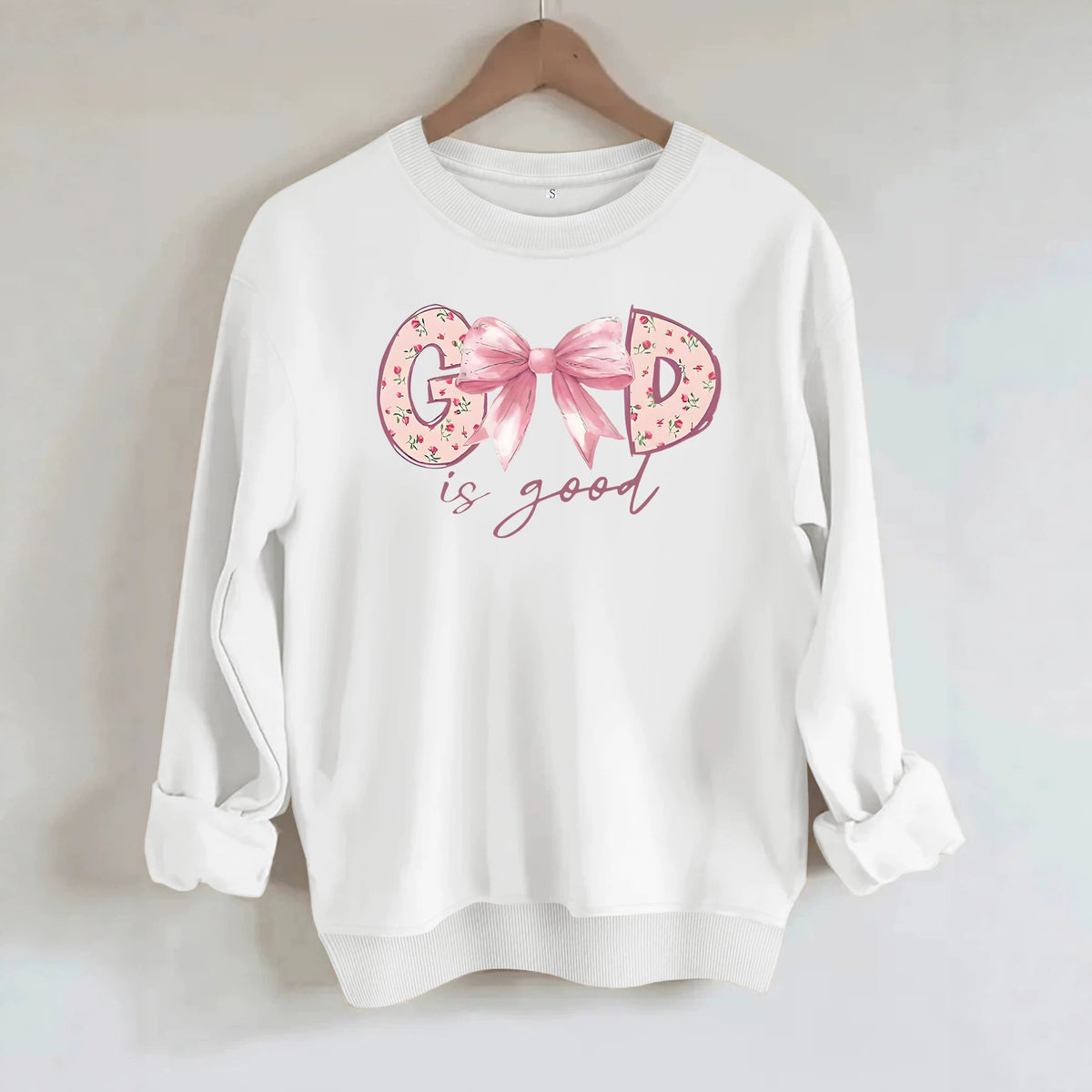 God Is Good Printed Loose Long Sleeve Velvet Hoodie