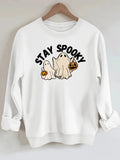 Ghost print loose women's fleece hoodie