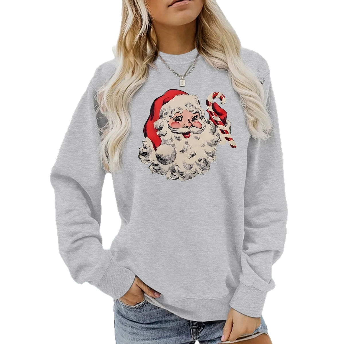 Santa Claus printed loose hoodie