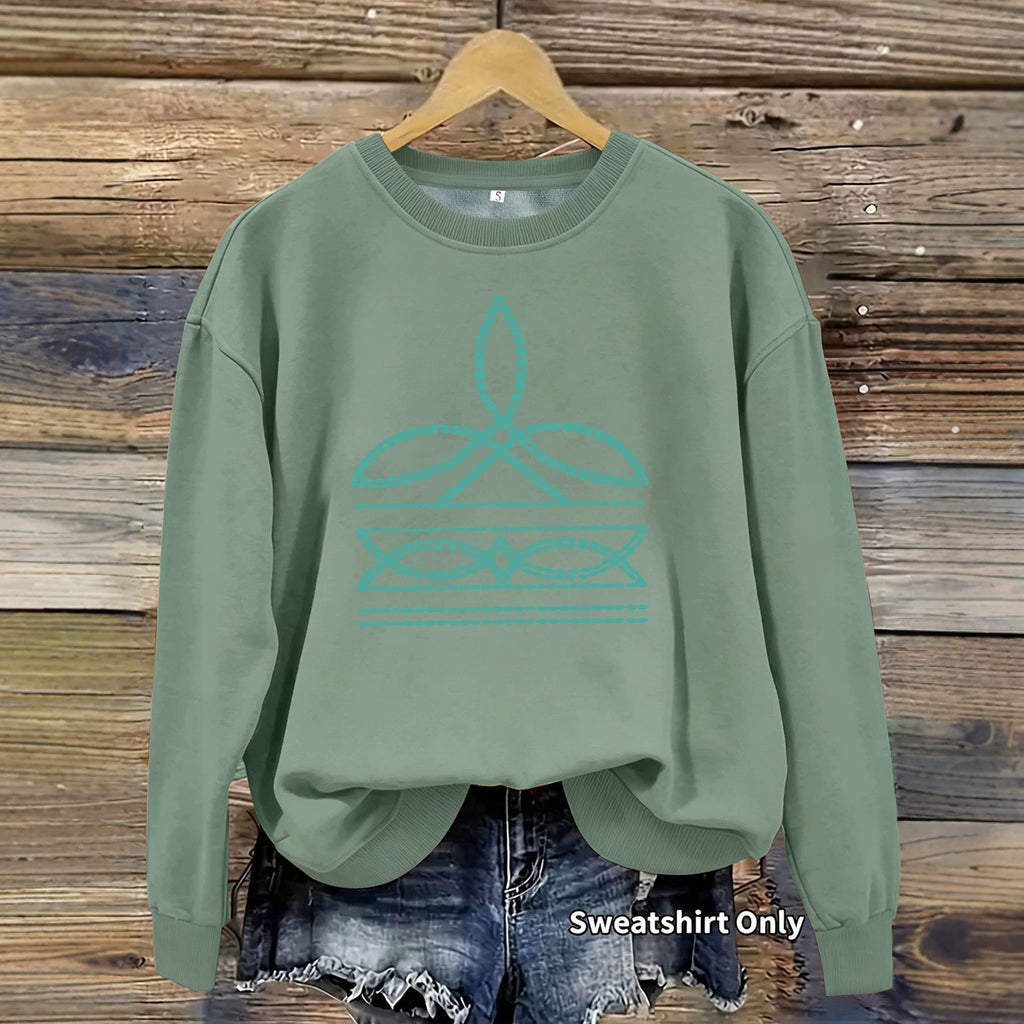 Geometric floral print round neck hoodie