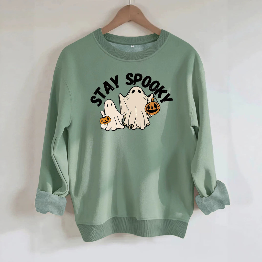 Ghost print loose women's fleece hoodie