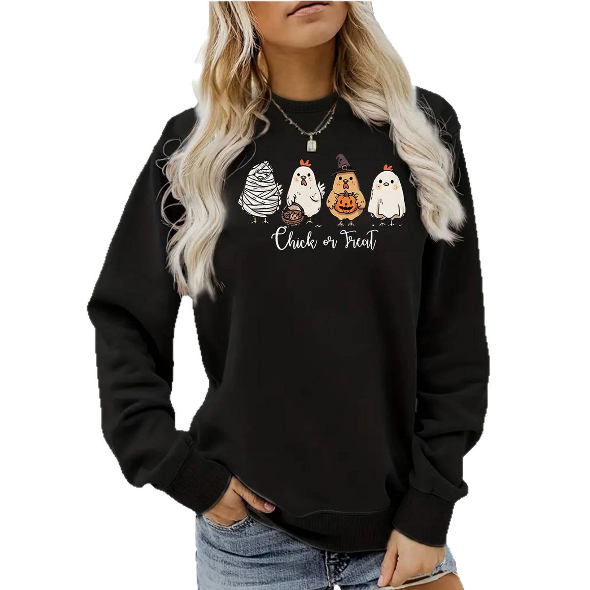 Chicken print fleece hoodie