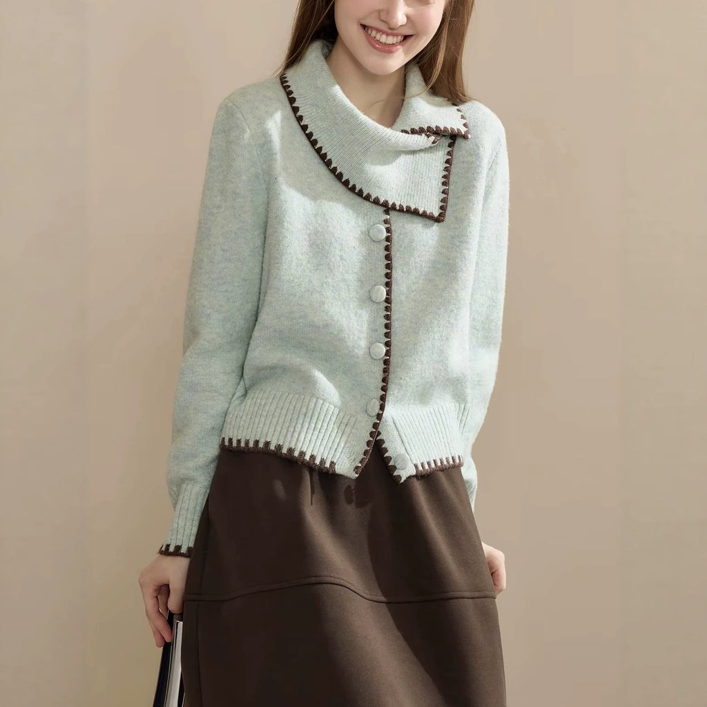 Scarf collar long sleeved sweater
