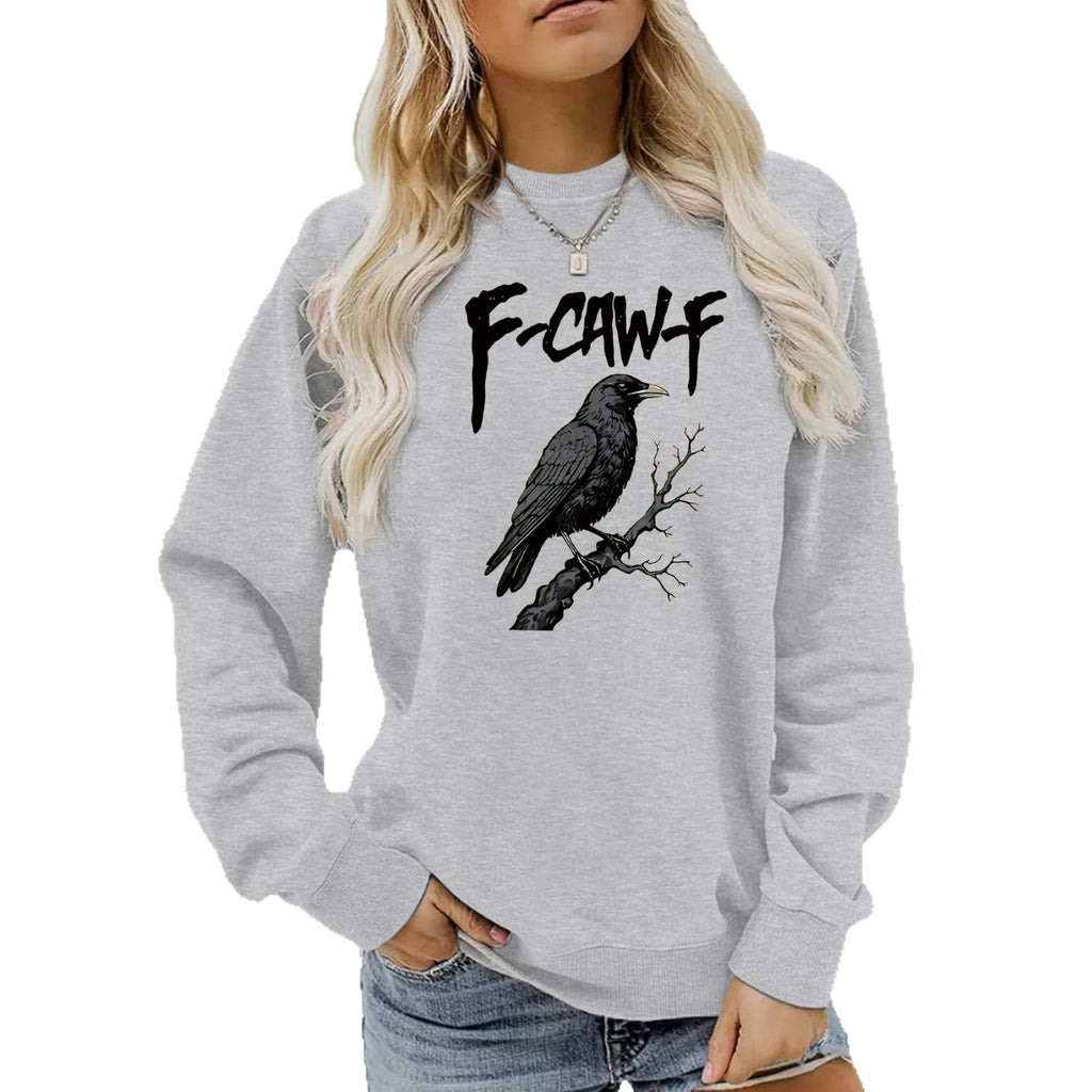Gothic letter printed round neck hoodie