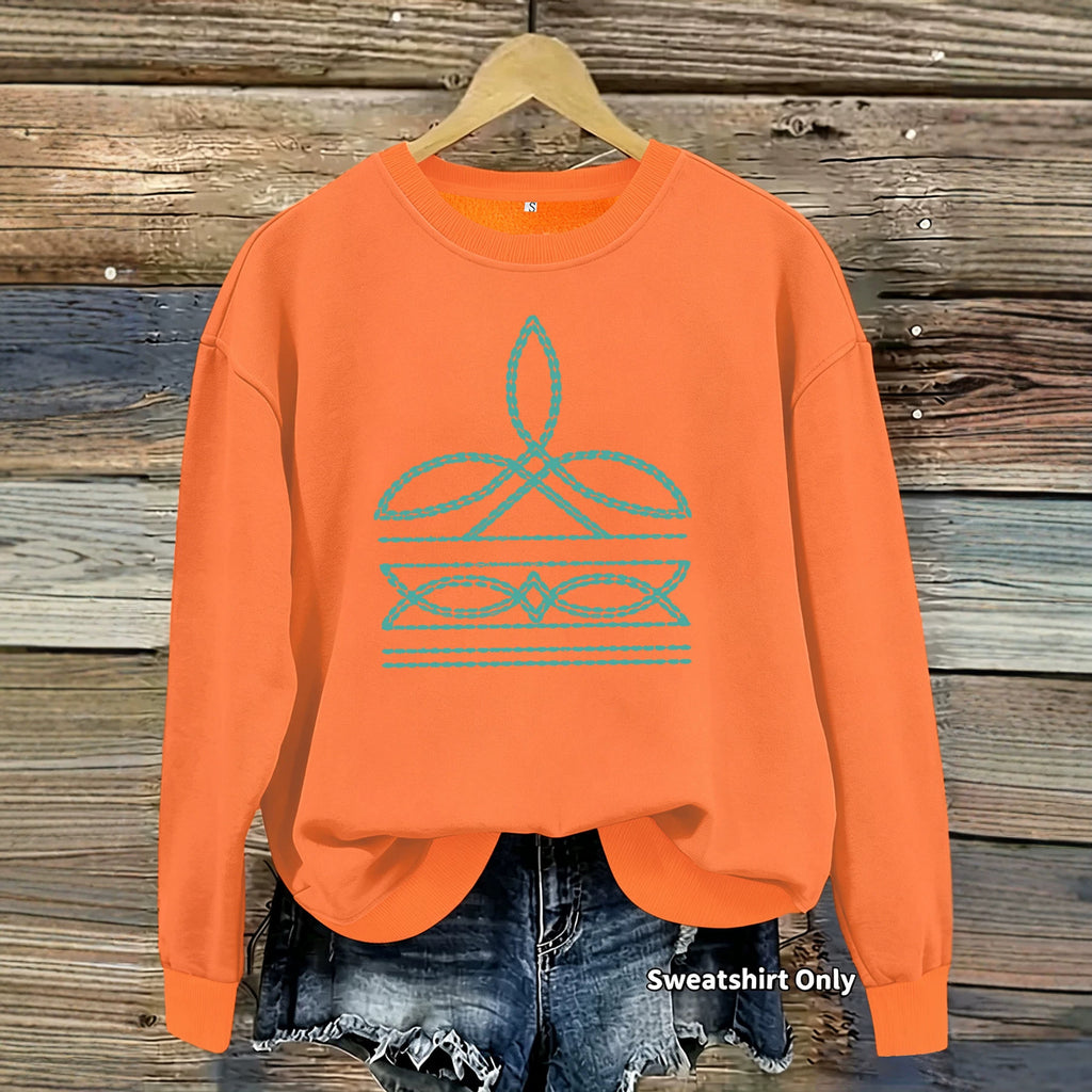 Geometric floral print round neck hoodie