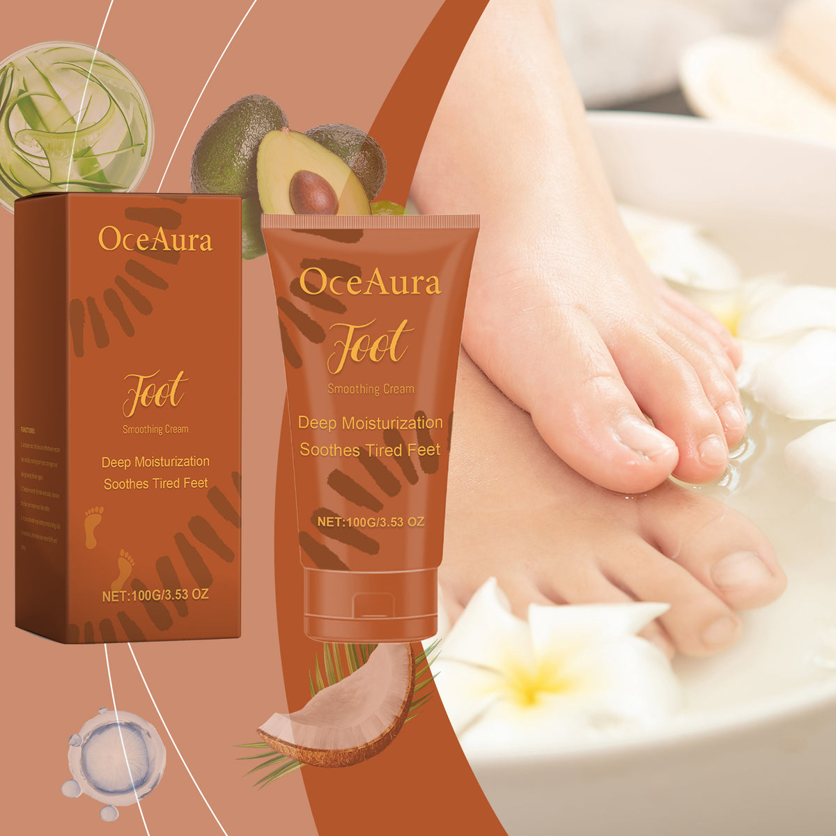 OceAura Foot Moisturizing Cream Soothing Dry Feet Hydrating Moisturizing Tender Foot Cream