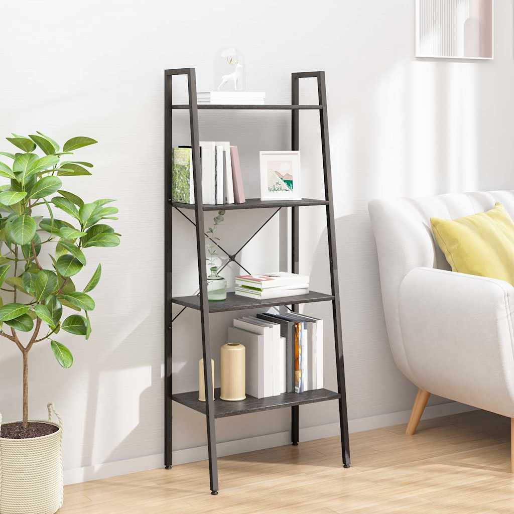 VidaXL Opbergmeubel met 4 schappen 56x35x140 cm zwart