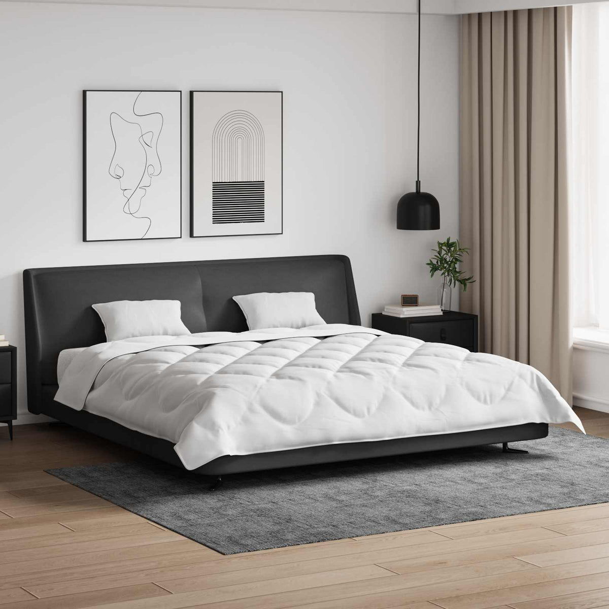 VidaXL Dekbed met kussen 3 st wit microvezel
