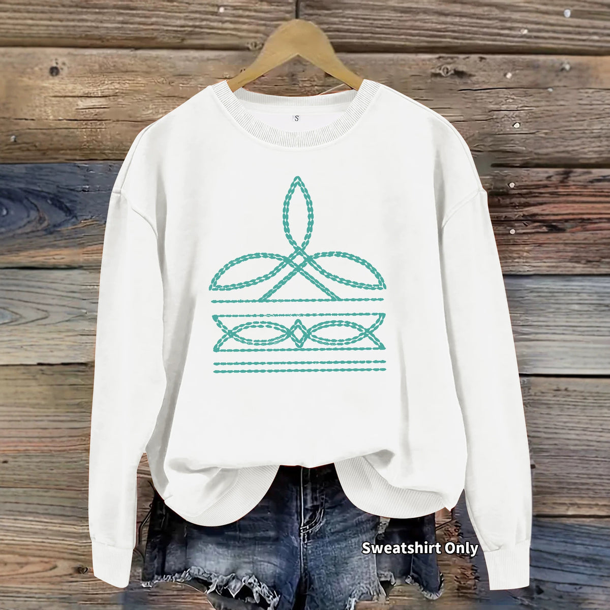 Geometric floral print round neck hoodie