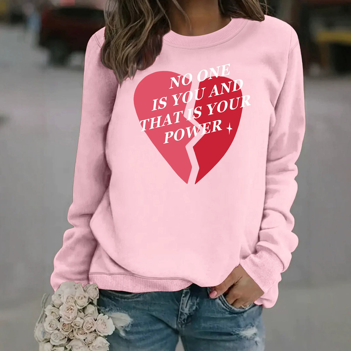 Heart shaped Valentine's Day printed fleece hoodie
