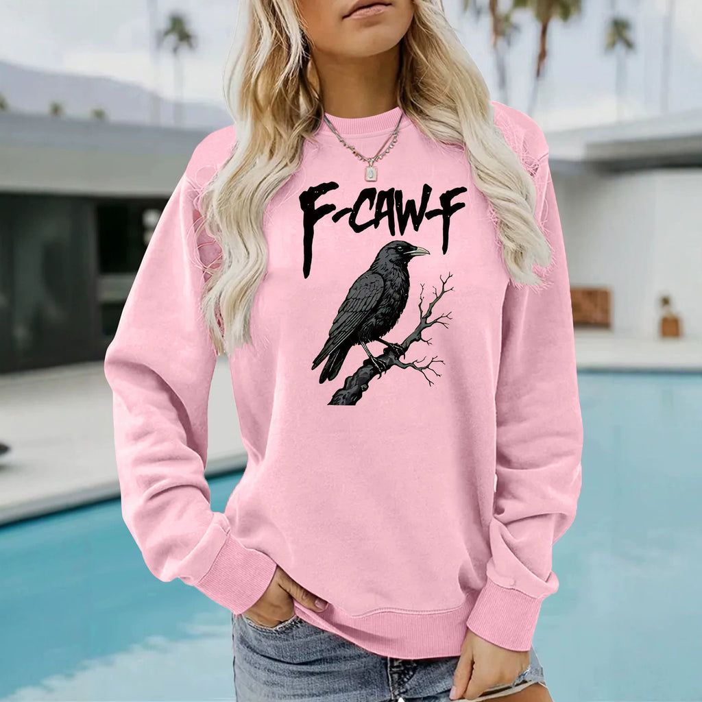 Gothic letter printed round neck hoodie