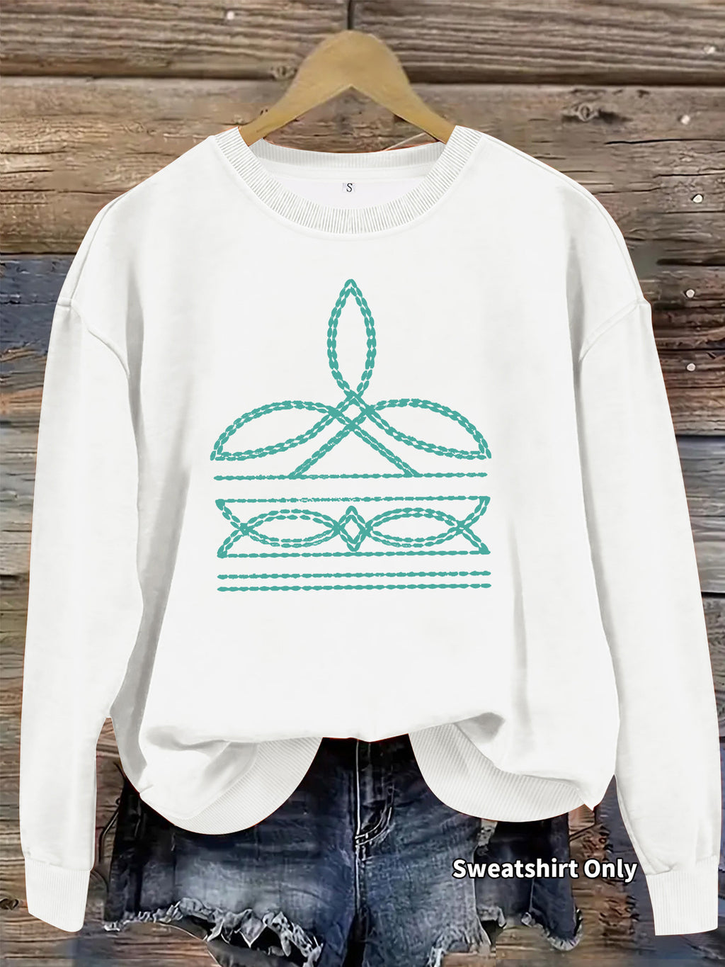 Geometric floral print round neck hoodie