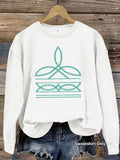 Geometric floral print round neck hoodie
