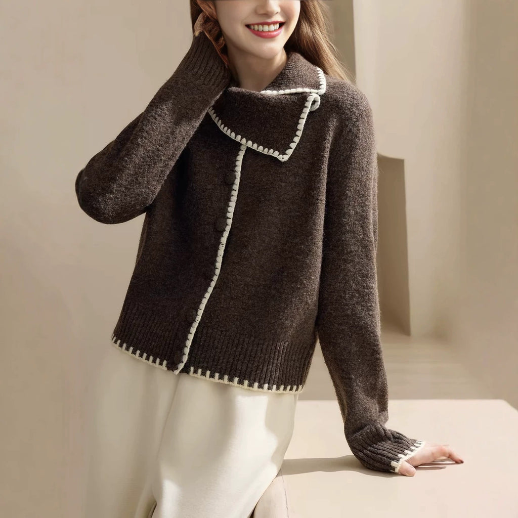 Scarf collar long sleeved sweater