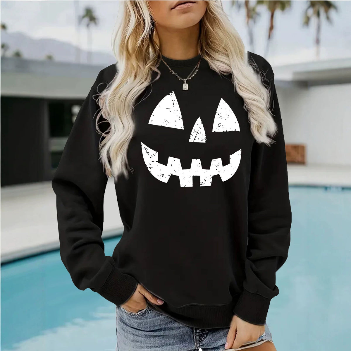 Round neck fleece sweatshirt sports sweatshirt