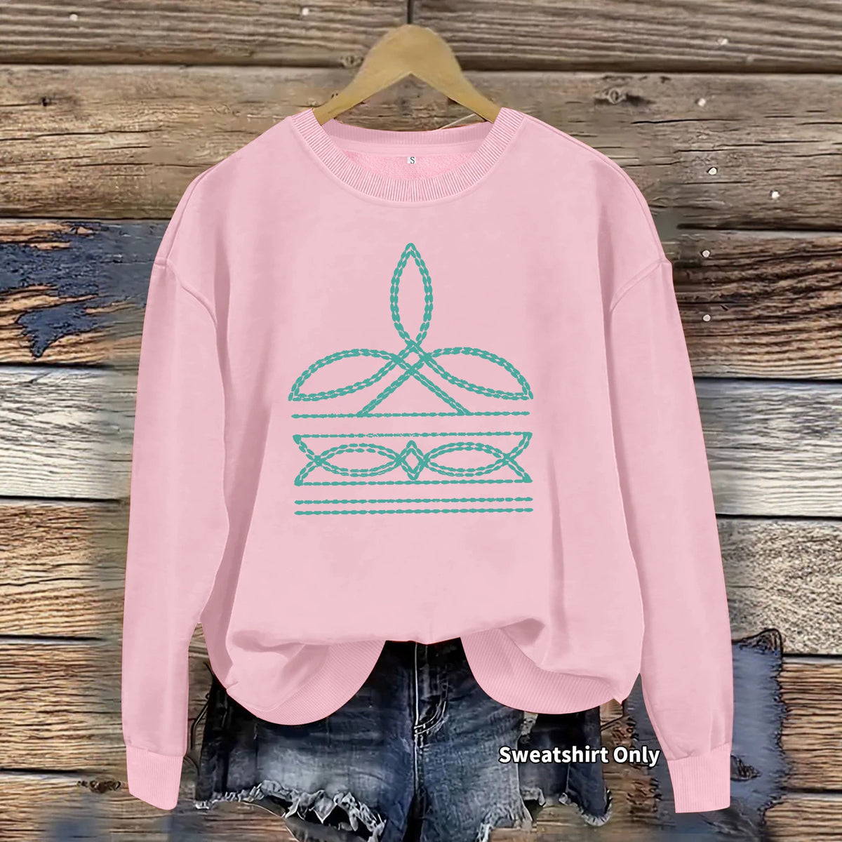 Geometric floral print round neck hoodie