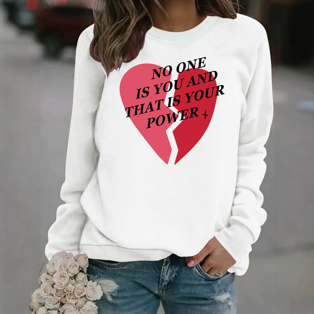 Heart shaped Valentine's Day printed fleece hoodie