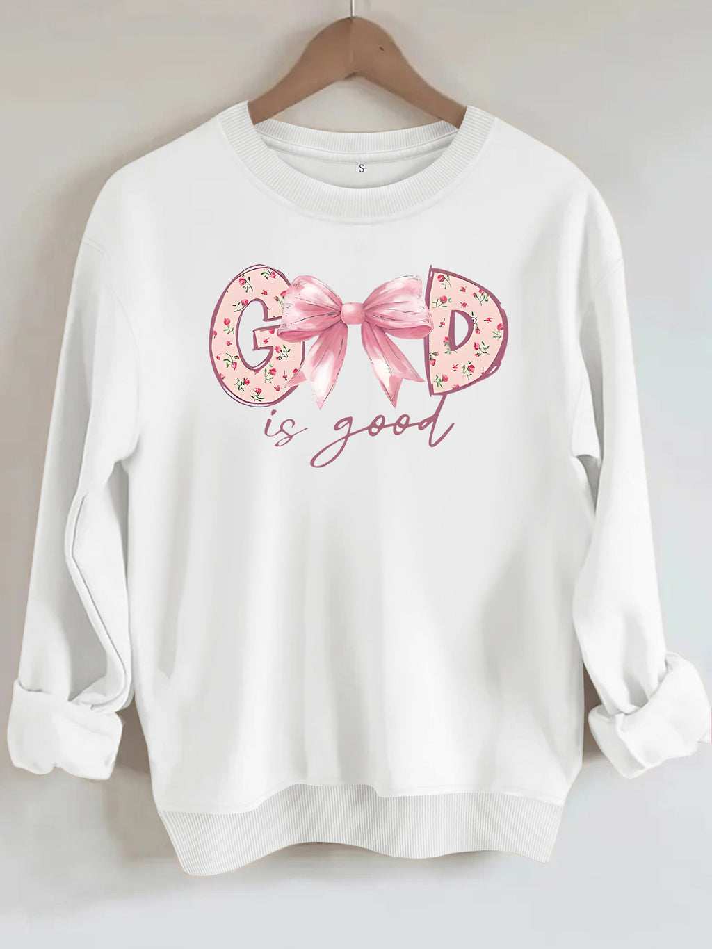 God Is Good Printed Loose Long Sleeve Velvet Hoodie