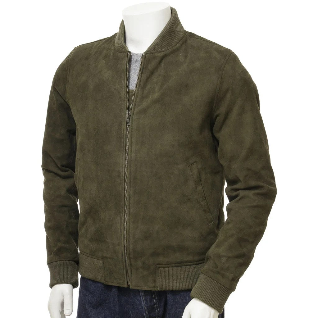 Men's Olive Suede Bomber Jacket — Berkshire