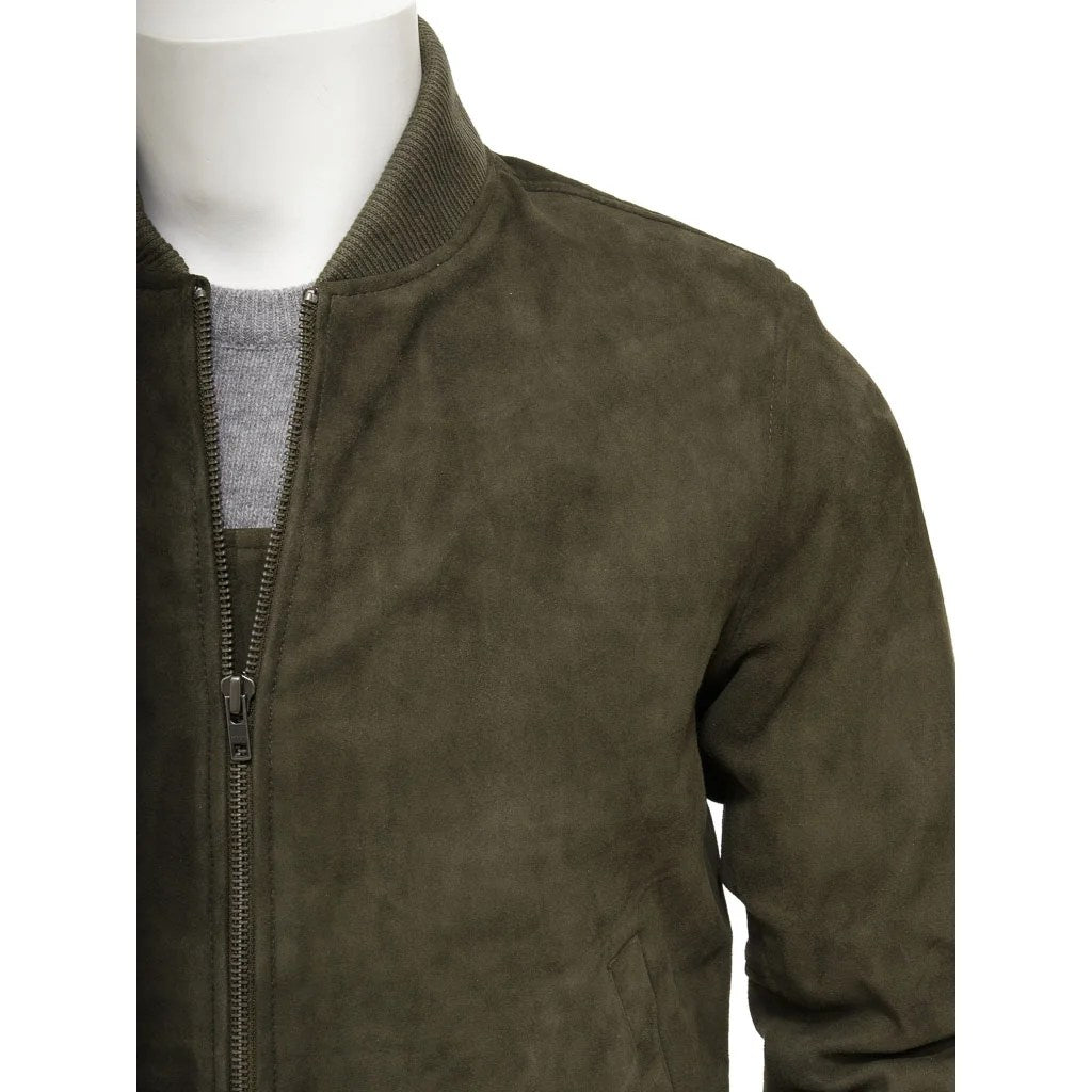 Men's Olive Suede Bomber Jacket — Berkshire