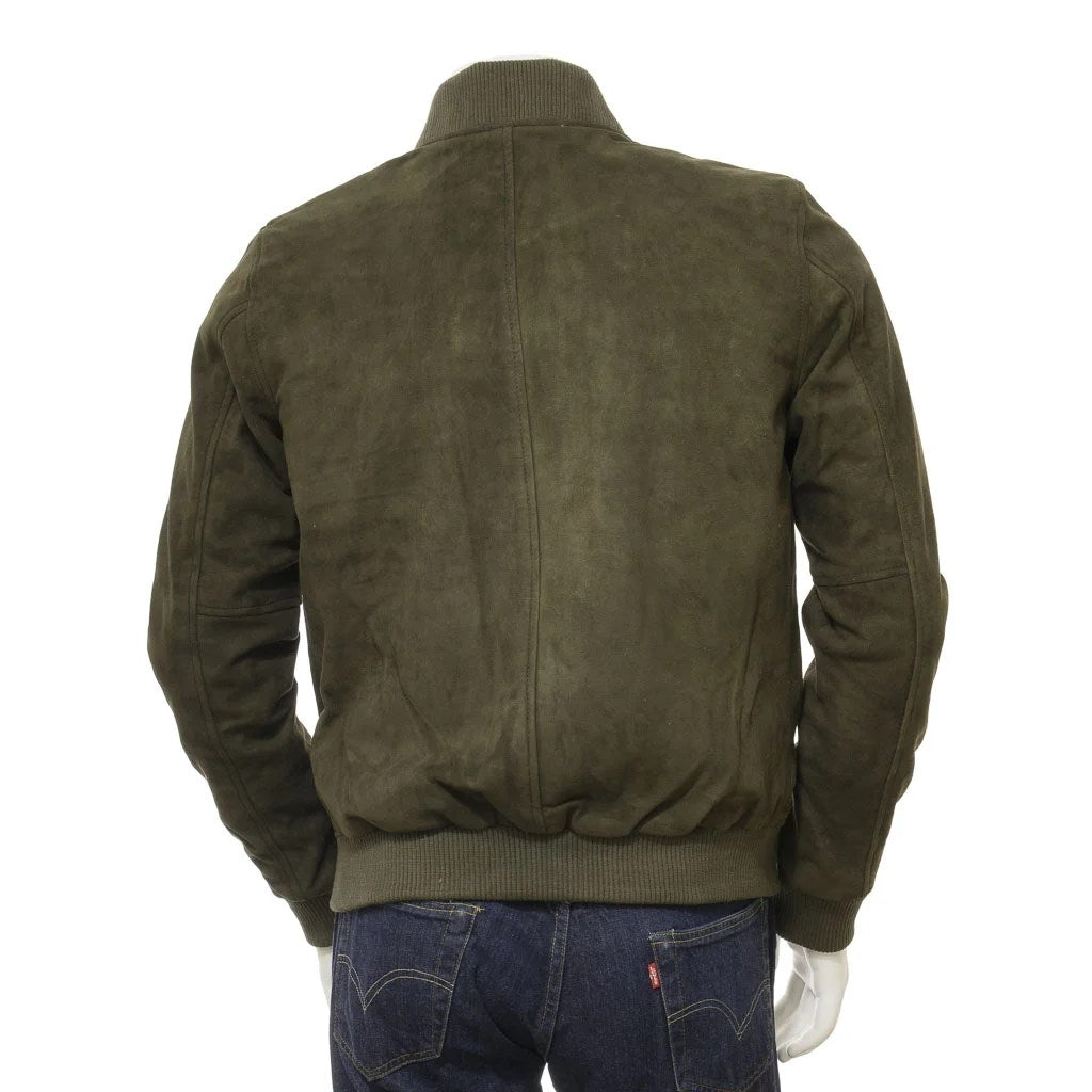 Men's Olive Suede Bomber Jacket — Berkshire