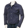 Men's Blue Suede Trucker Jacket — Barker