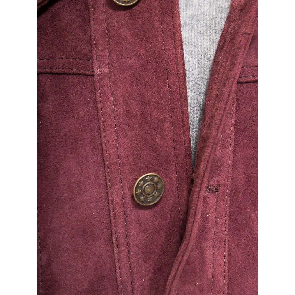 MEN BURGUNDY SUEDE TRUCKER JACKET BENSON-4