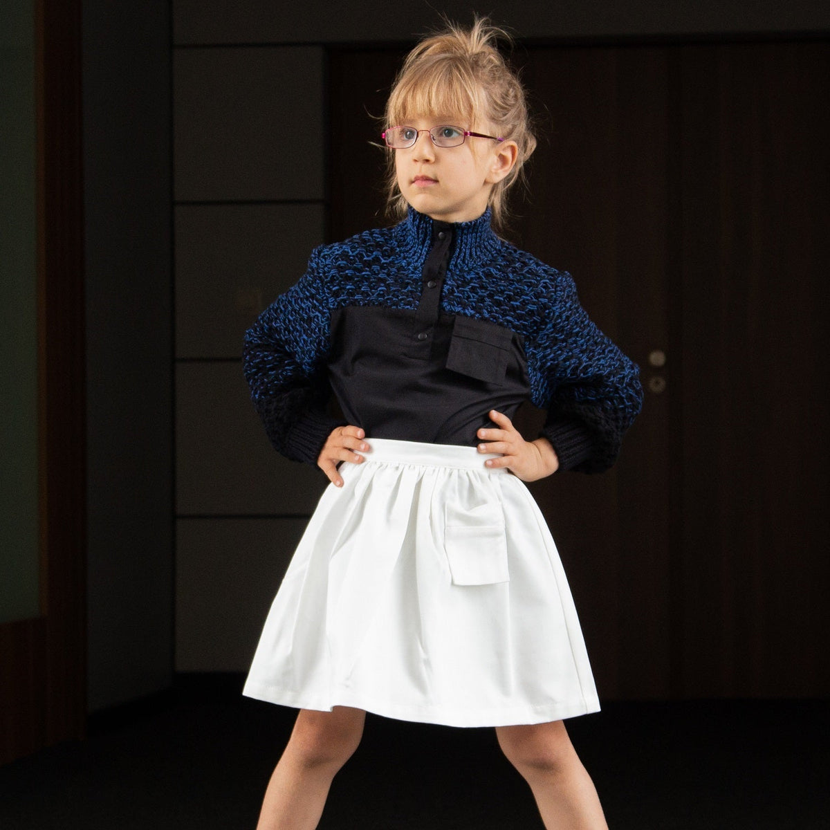 Black Shirt with Knitwear - cotton