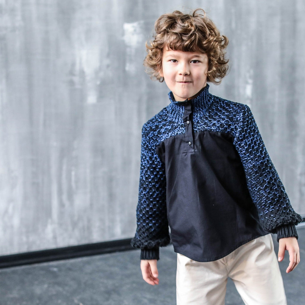Black Shirt with Knitwear - cotton