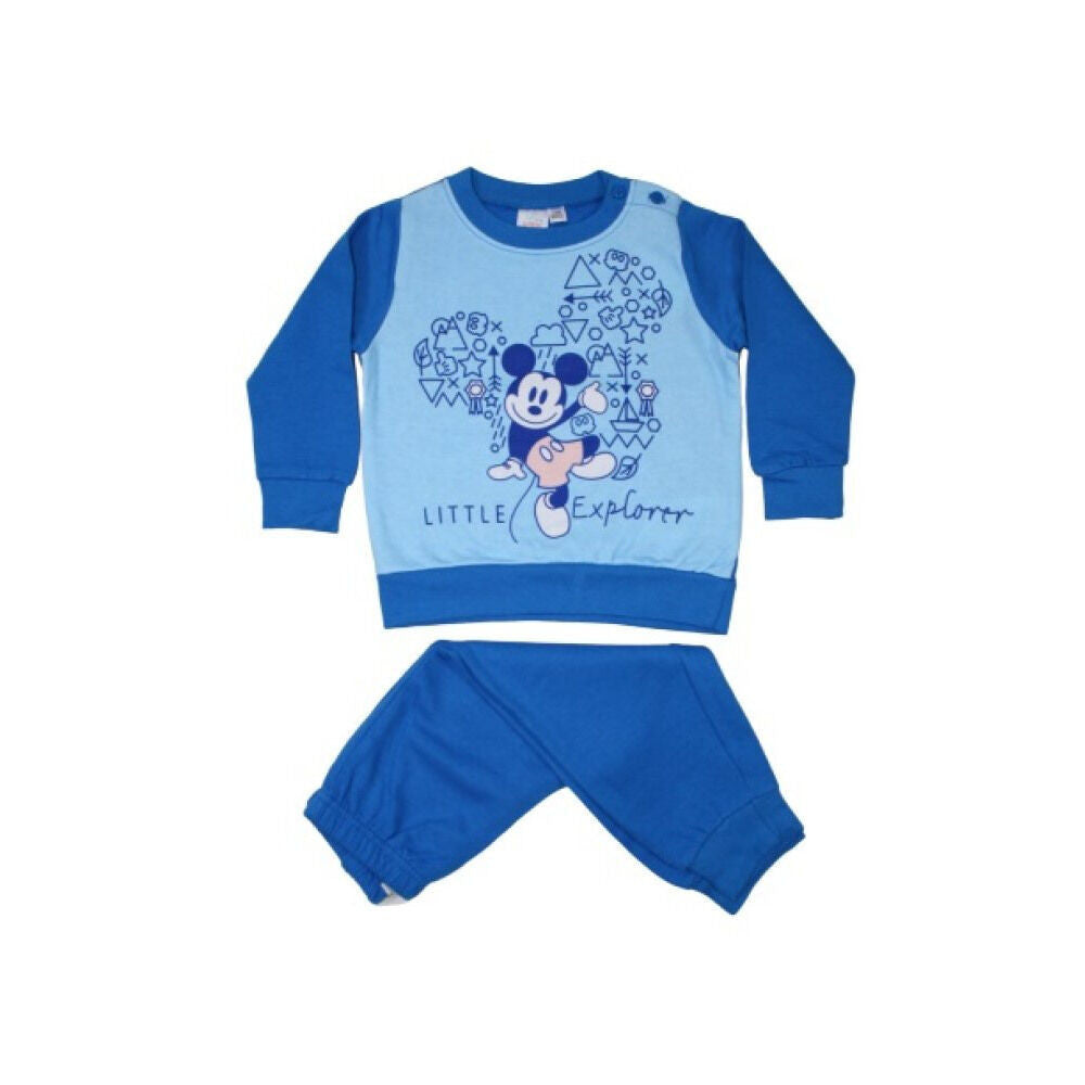 Winter flannel baby pajamas - Mickey Mouse - light blue - 80
