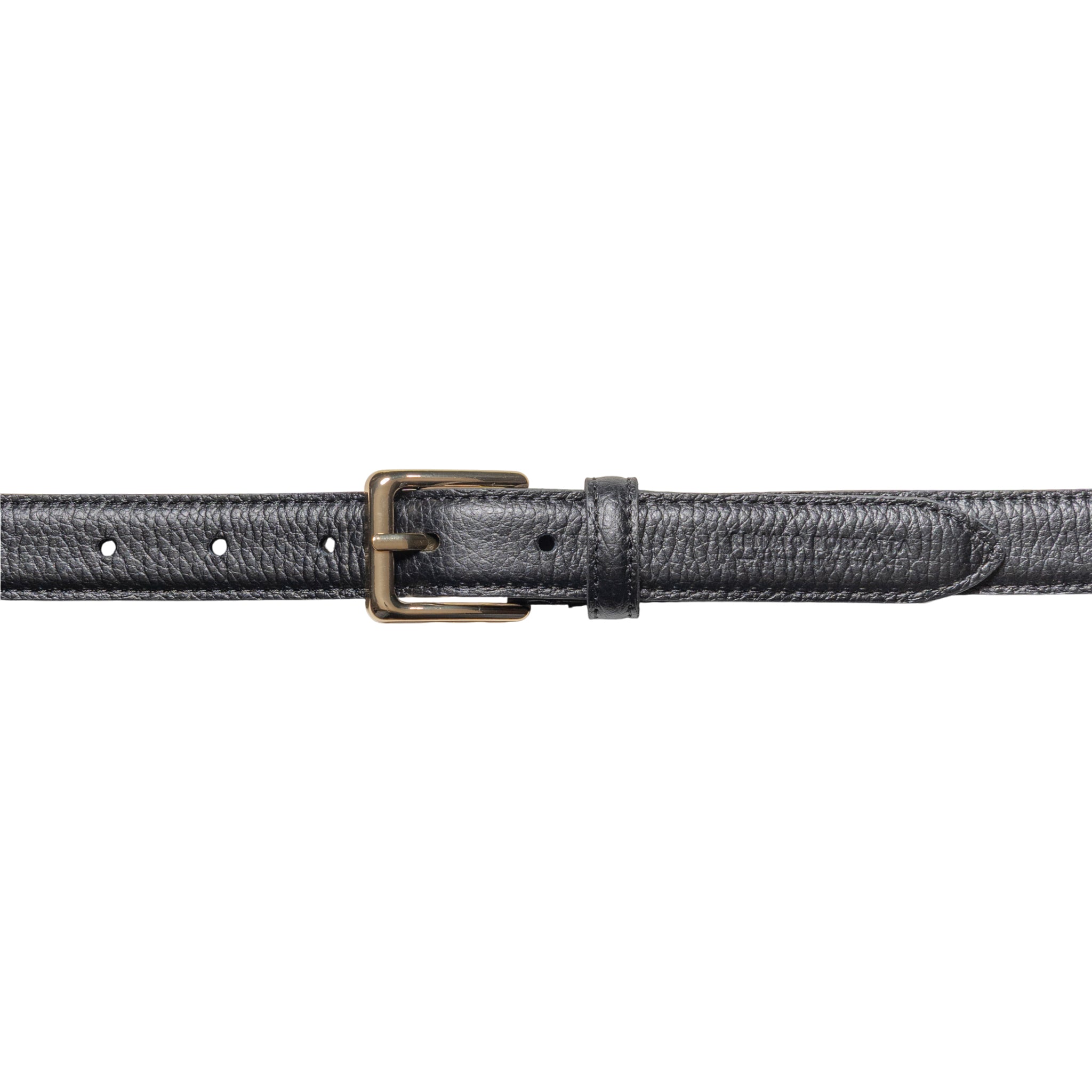 RB4022A | Women's Belt Made in Italy in Genuine Dollar Grain Leather. Polished Gold-Finish Buckle. Black. Dimensions: 115 x 2.5 x 0.5 cm (waistline 100 cm)