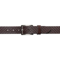 RB4028B | Men's Belt with Allover Print, Made in Italy in Genuine Vegetable-Tanned Leather. Satin Silver Buckle. Dark Brown. Dimensions: 125 x 3.5 x 0.5 cm (waistline 110 cm).
