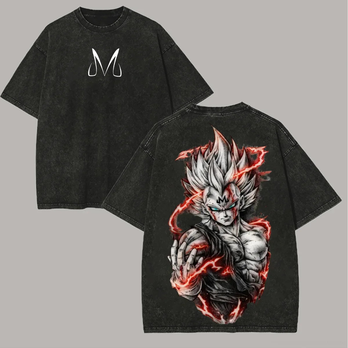 Majin Vegeta Vintage Washed Oversized T-Shirt Cotton Streetwear Tee