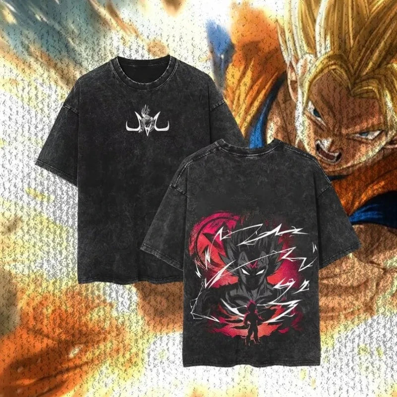 Majin Vegeta Vintage Washed Oversized T-Shirt Cotton Streetwear Tee