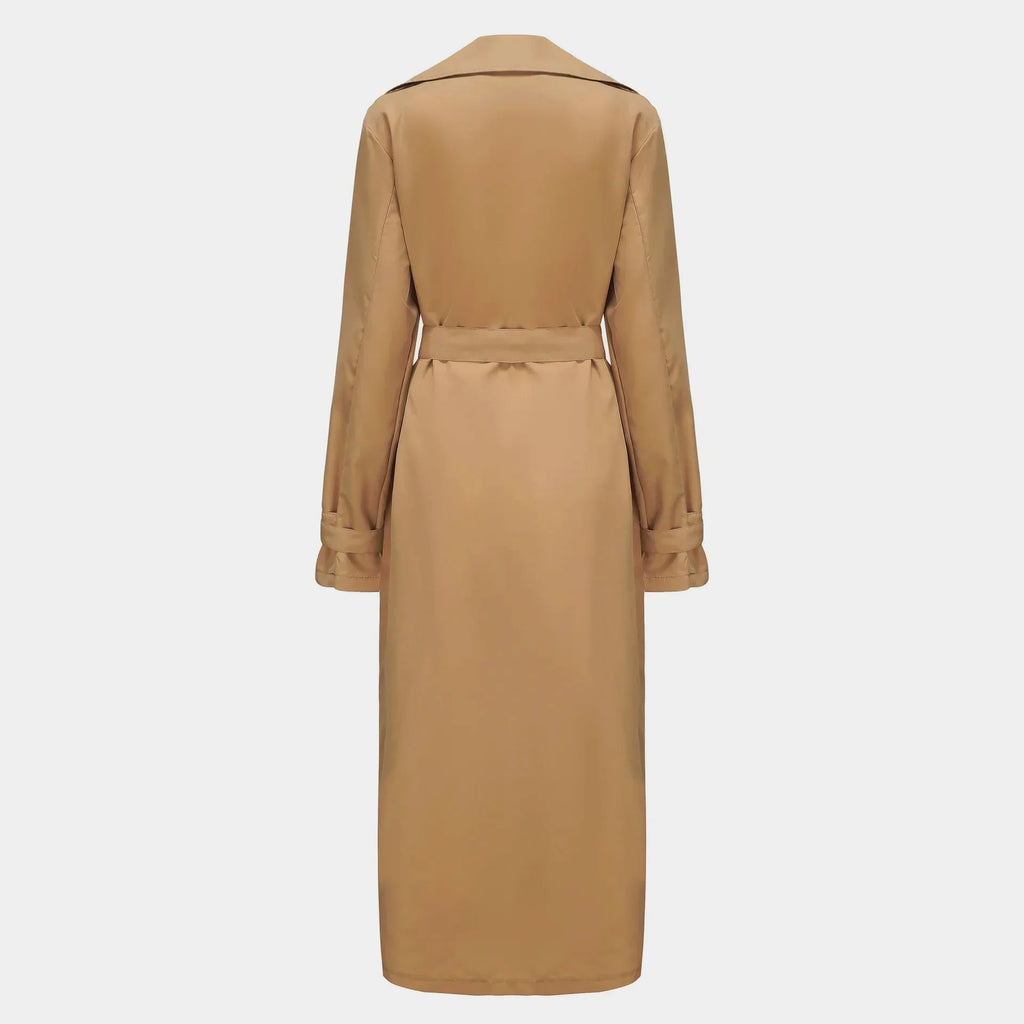NNEOBA Men's Long Streetwear Trench Coat with Epaulets (Khaki)-2