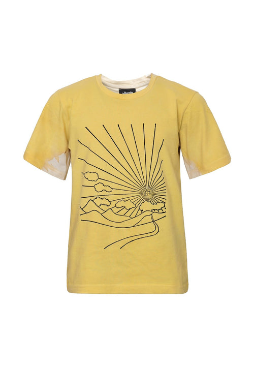 Artisanal Girls and Boys T-Shirt naturally dyed Turmeric with Hand Print