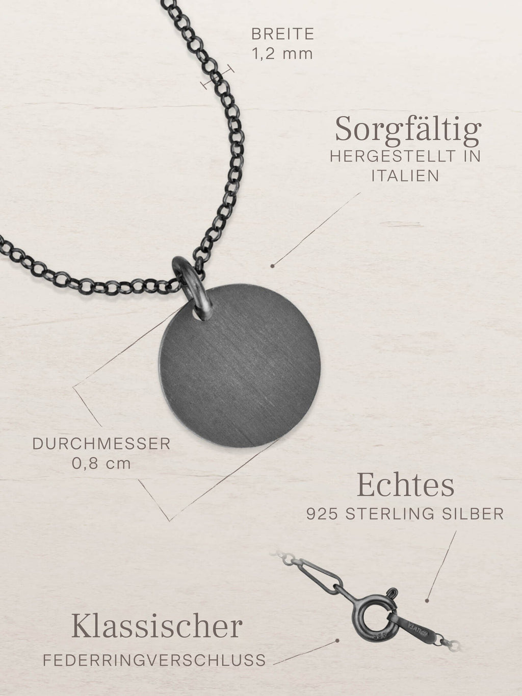 Kettenanhänger CIRCLE 1,2 cm Schwarz