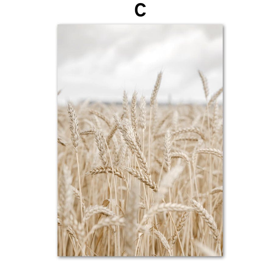 Pampas Grass Poster — Beige & Nude Wall Art Print, Unframed