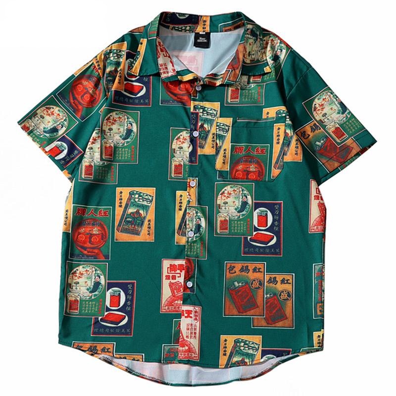 Men Hip Hop Shirt Streetwear Cigarette Retro Style
