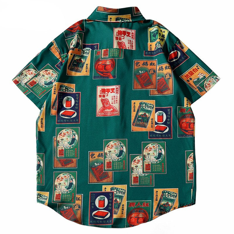 Men Hip Hop Shirt Streetwear Cigarette Retro Style