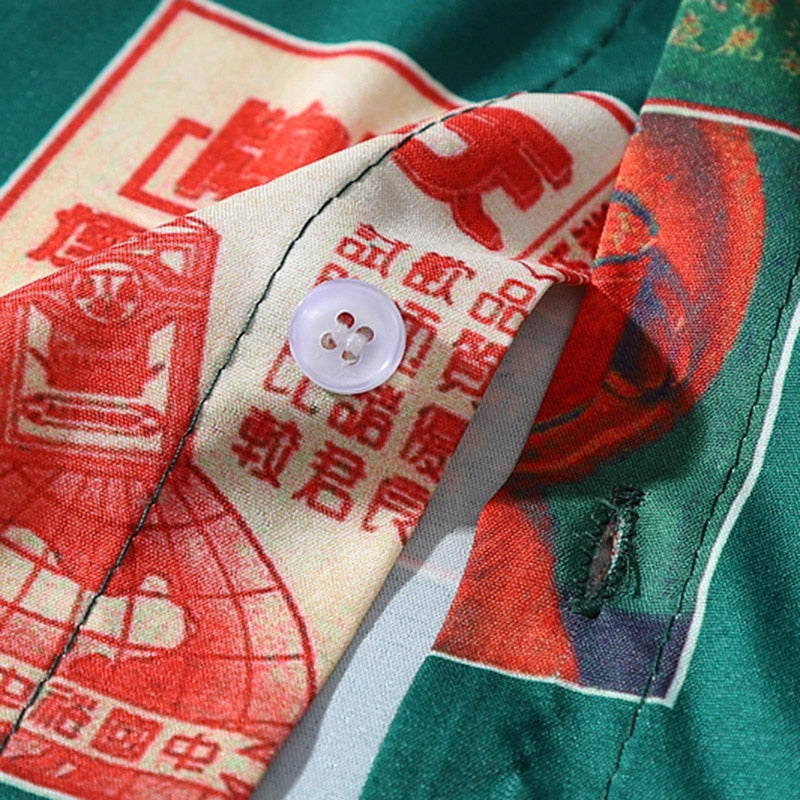 Men Hip Hop Shirt Streetwear Cigarette Retro Style