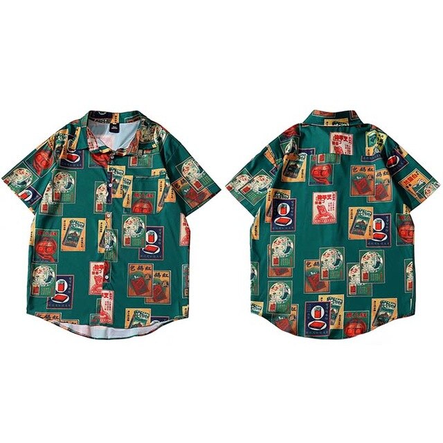 Men Hip Hop Shirt Streetwear Cigarette Retro Style